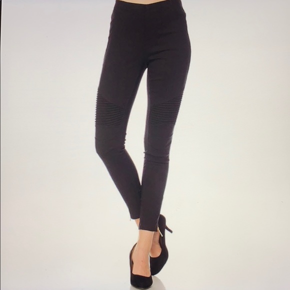 Pants - L/XL Black Moto Stretchy Biker Leggings